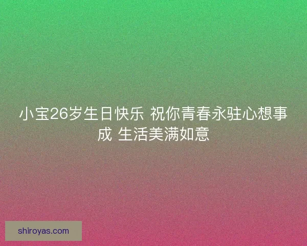 小宝26岁生日快乐 祝你青春永驻心想事成 生活美满如意