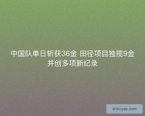 中国队单日斩获36金 田径项目独揽9金并创多项新纪录