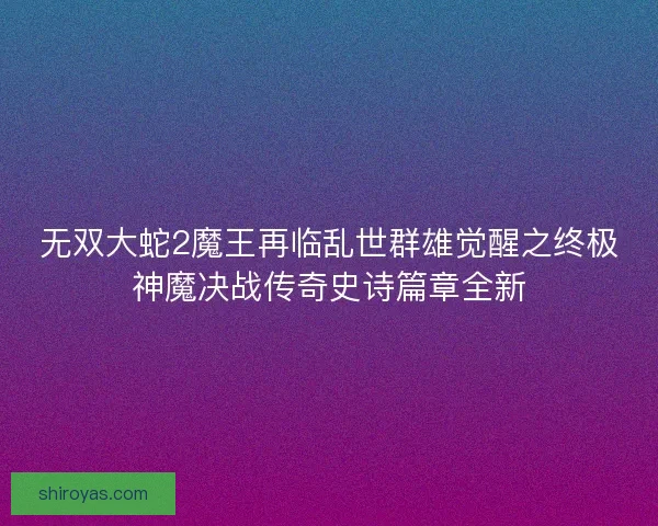 无双大蛇2魔王再临乱世群雄觉醒之终极神魔决战传奇史诗篇章全新